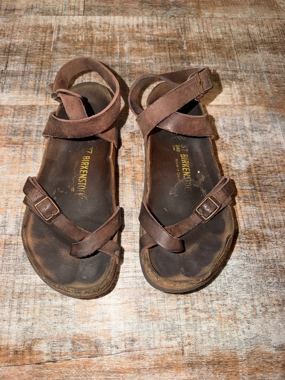 Birkenstock Yara Habana Brown Leather Ankle Strap Boho Sandals Size 37 US 6.5
